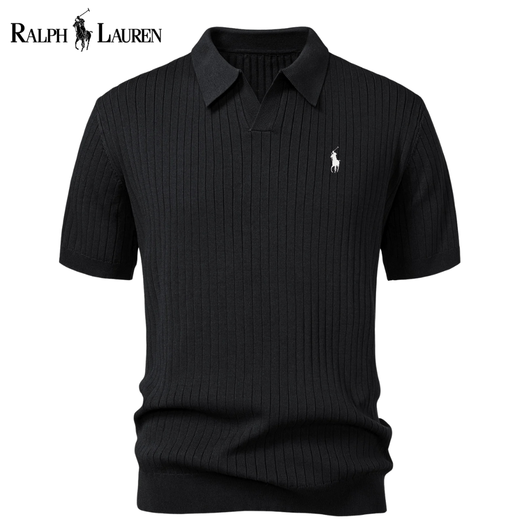 Polo RL™ i stickad V-ringning med ränder