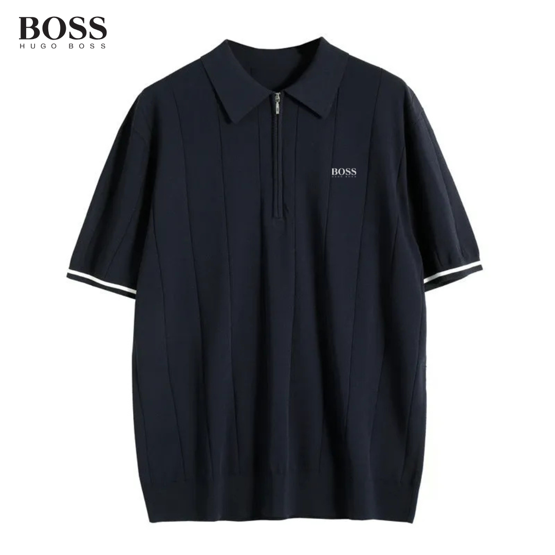 HUGO BOSS - Herrpikétröja med dragkedja