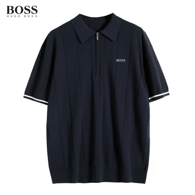 HUGO BOSS - Herrpikétröja med dragkedja