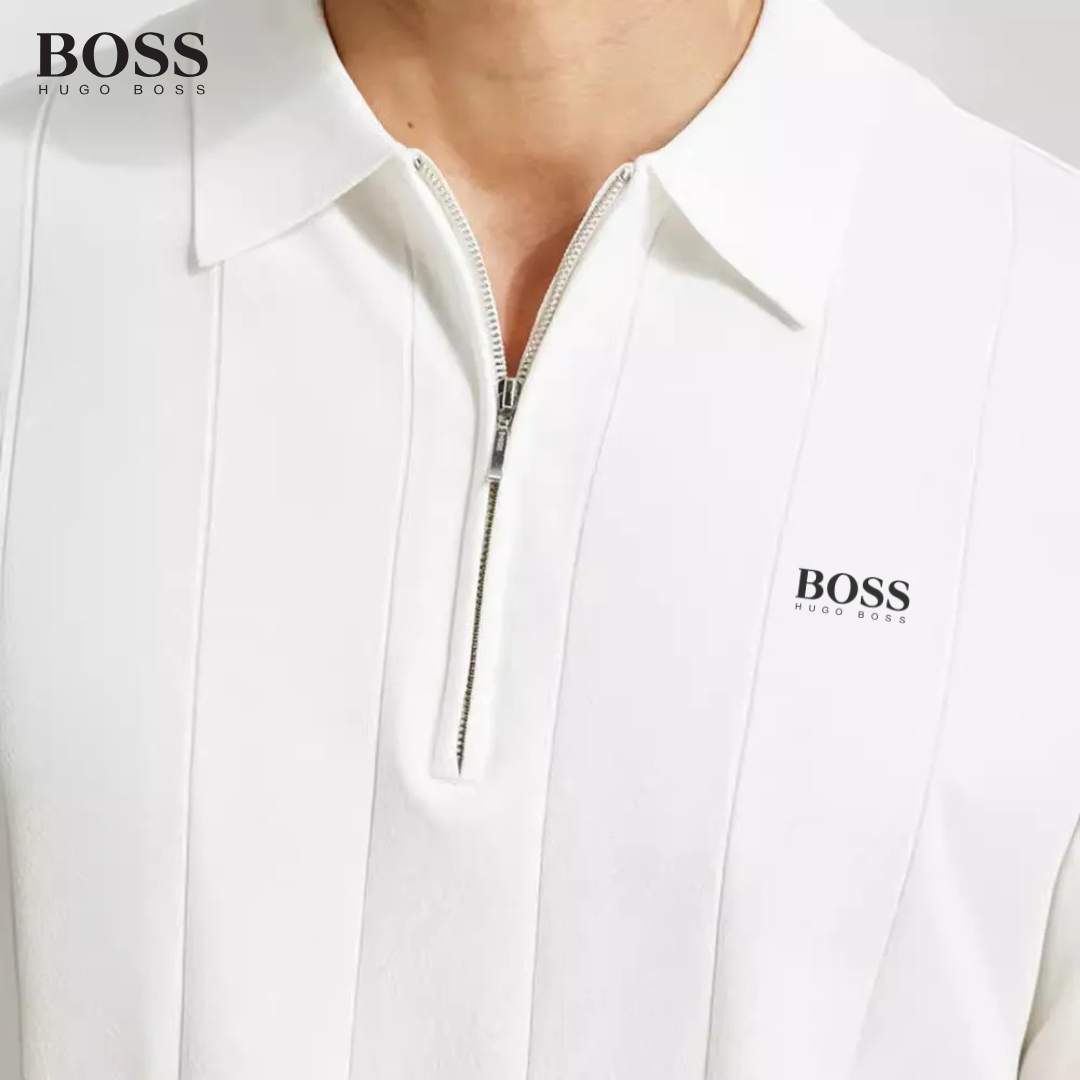 HUGO BOSS - Herrpikétröja med dragkedja