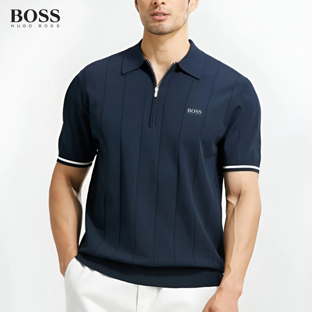 HUGO BOSS - Herrpikétröja med dragkedja