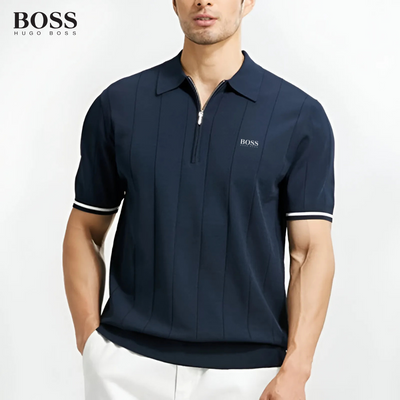 HUGO BOSS - Herrpikétröja med dragkedja