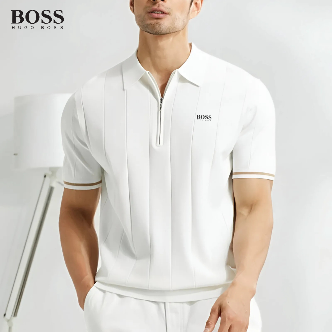 HUGO BOSS - Herrpikétröja med dragkedja
