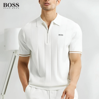 HUGO BOSS - Herrpikétröja med dragkedja