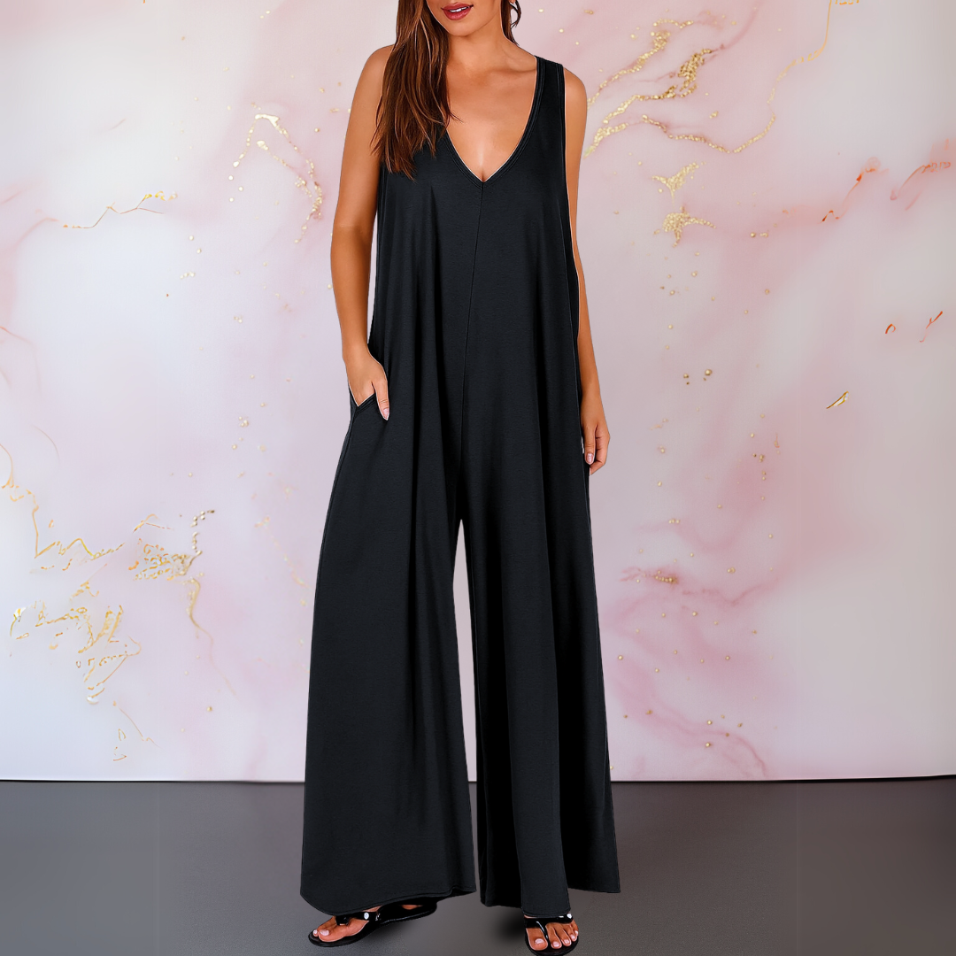 Julie™ | Bekväm jumpsuit med V-ringning och vida ben